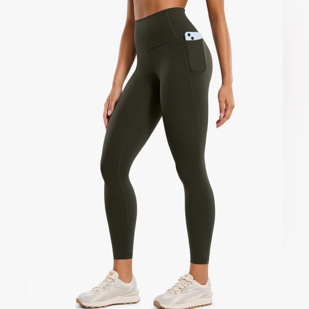 NWT CRZ YOGA Olive Green Butterluxe Workout Leggings Pockets 25'' - Size L (12)